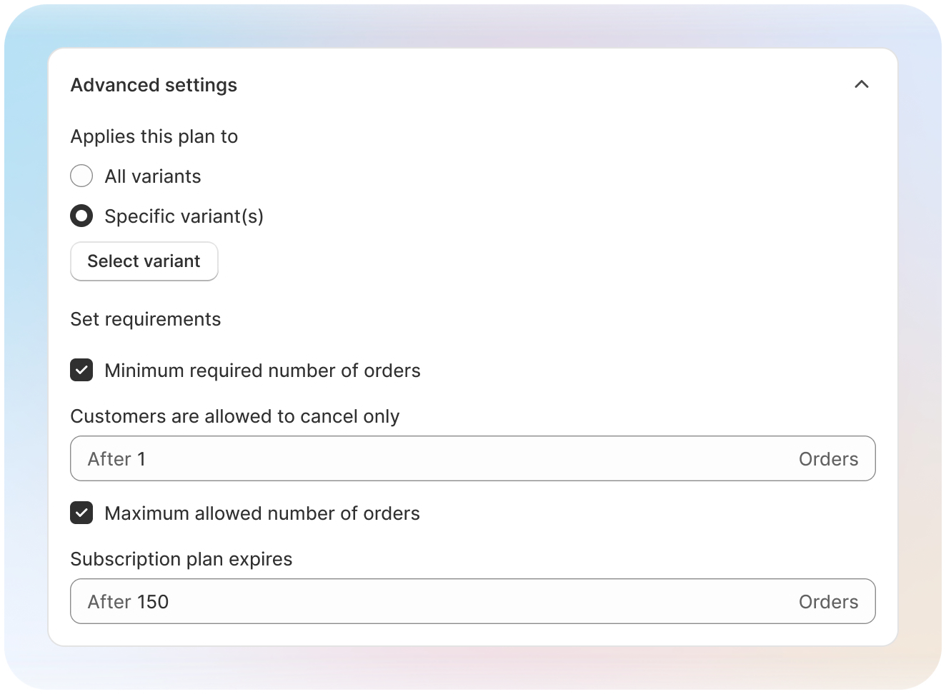 Use advanced rules to apply variants